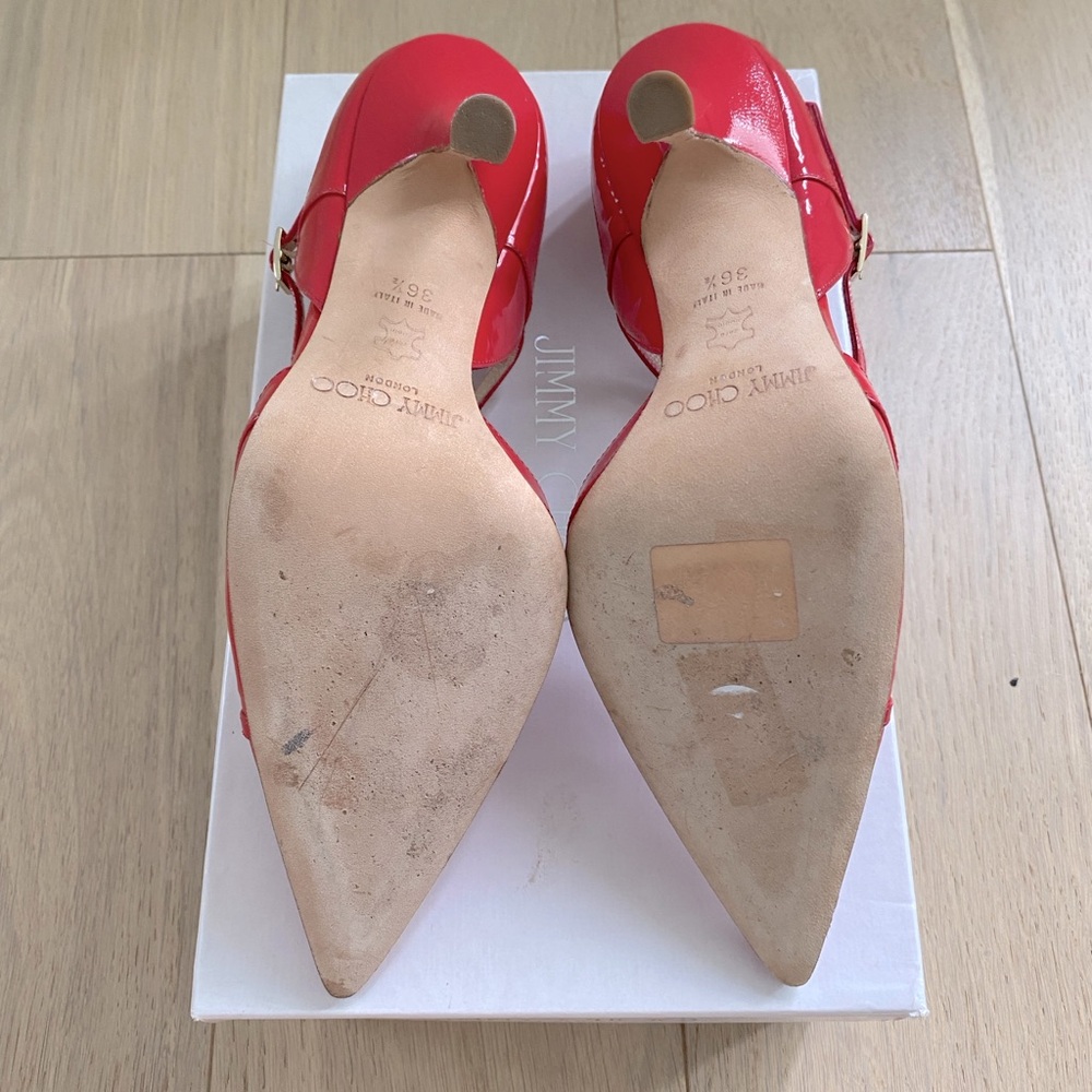 JIMMY CHOO Raspberry Patent Leather Pointed Toe Pumps 36.5 - Picture 5 of 16